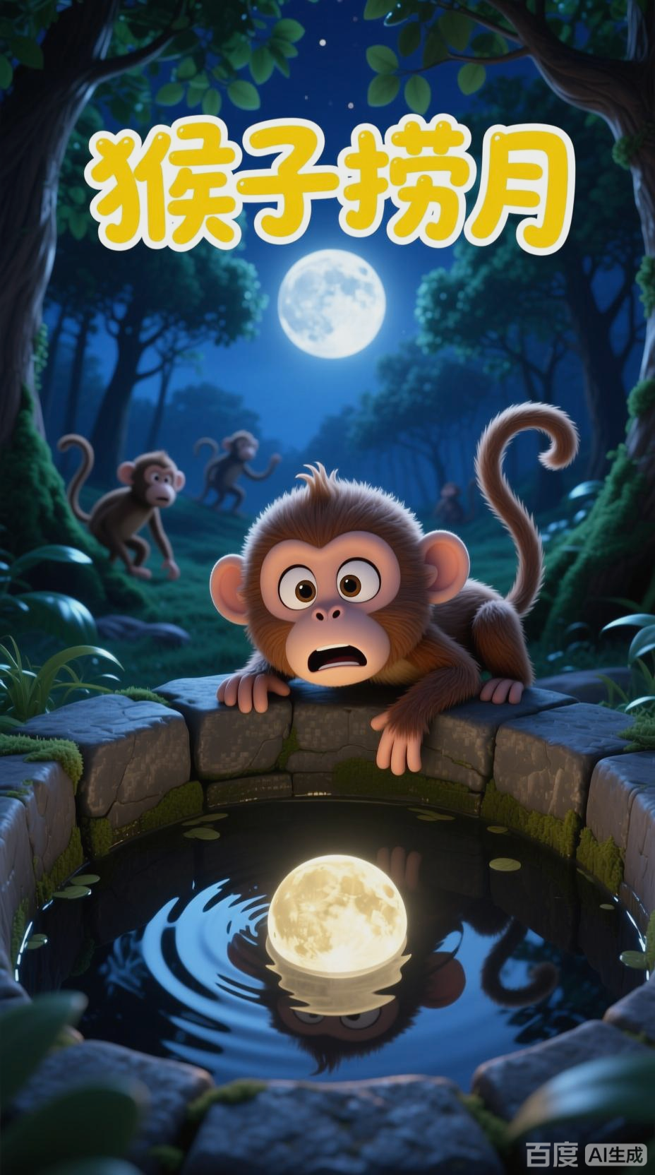 猴子捞月:一场虚惊的趣味故事