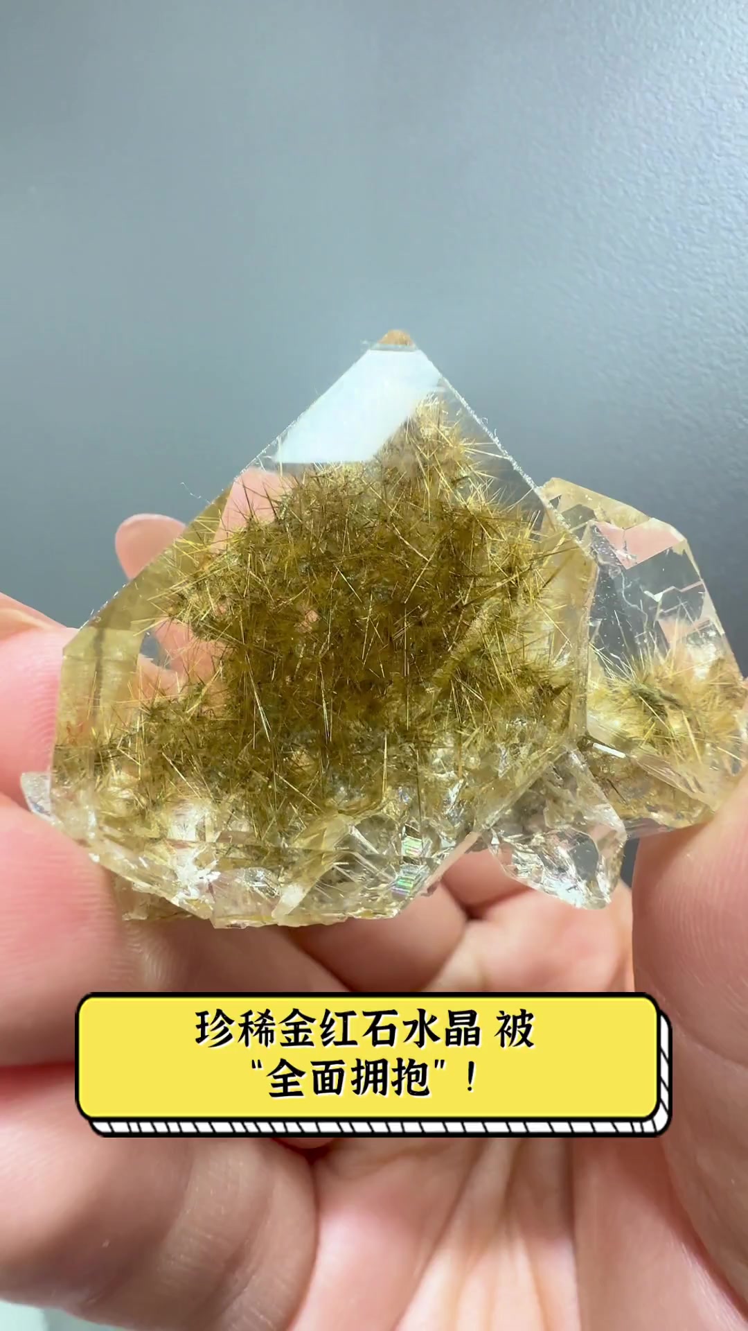 珍稀金红石水晶,被"全面拥抱"!