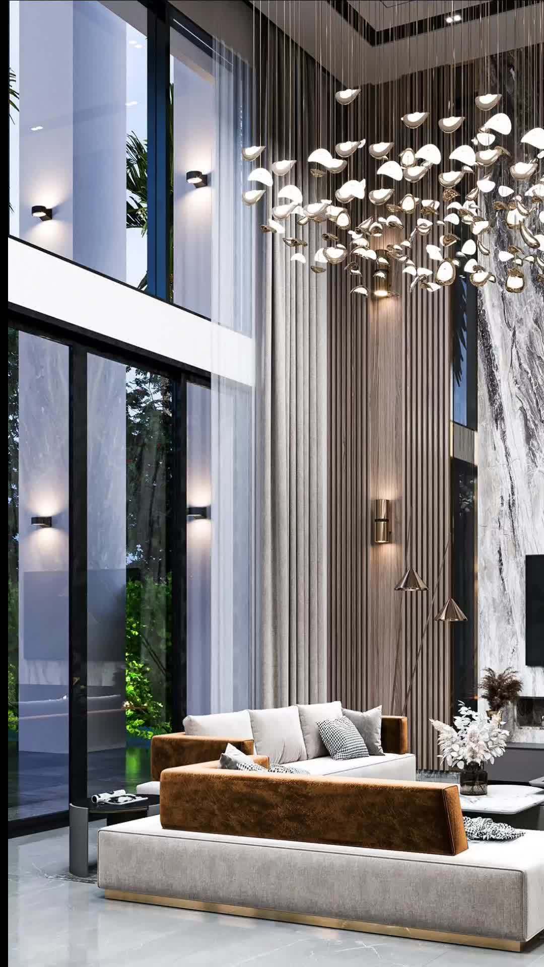 500平客厅挑空别墅项目装修意式轻奢风格设计案例展示 别墅设计 别墅