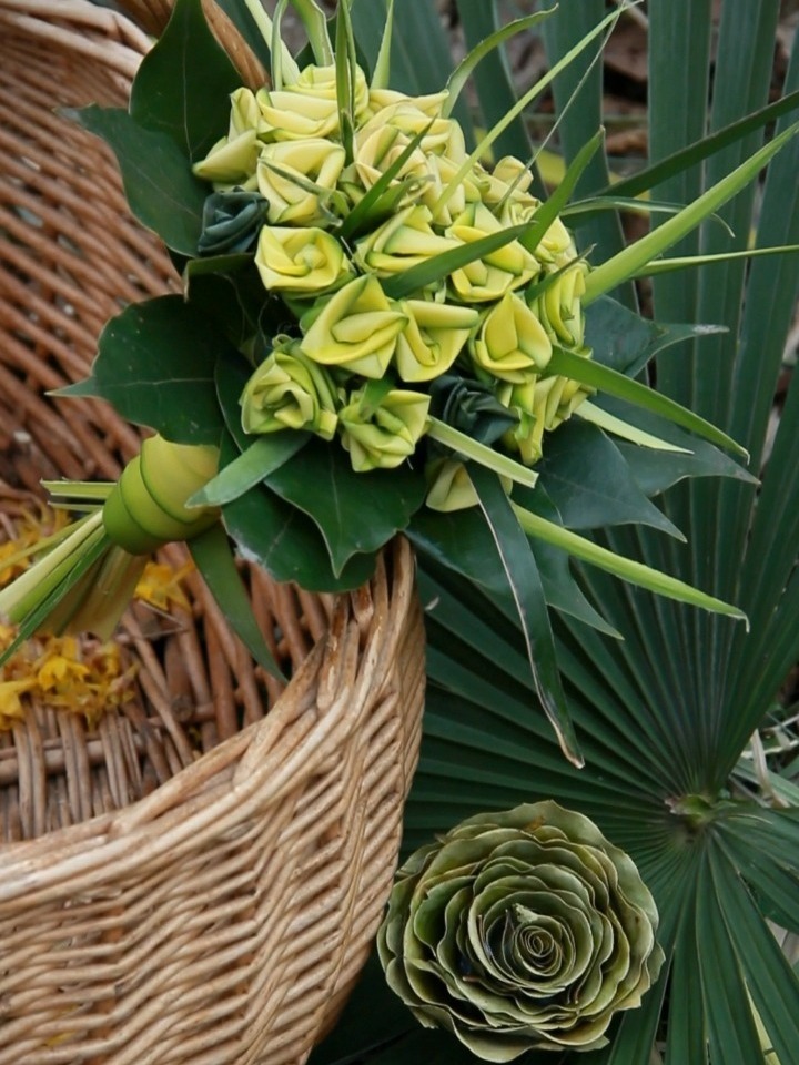 最简单的棕编玫瑰花教程