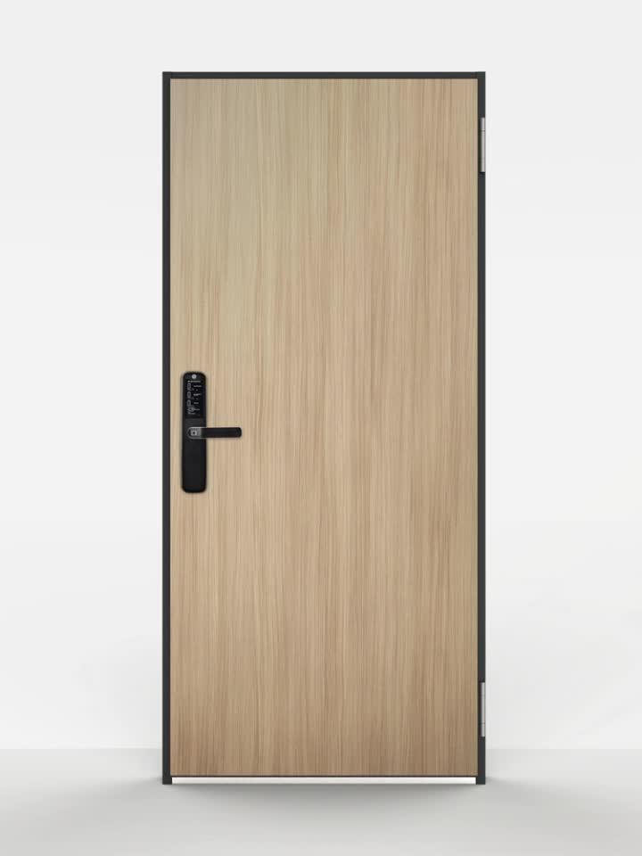 f 木纹系列,浅麻红豆杉,极简入户门 德国 诺沃芬 防盗门 入户门 极简