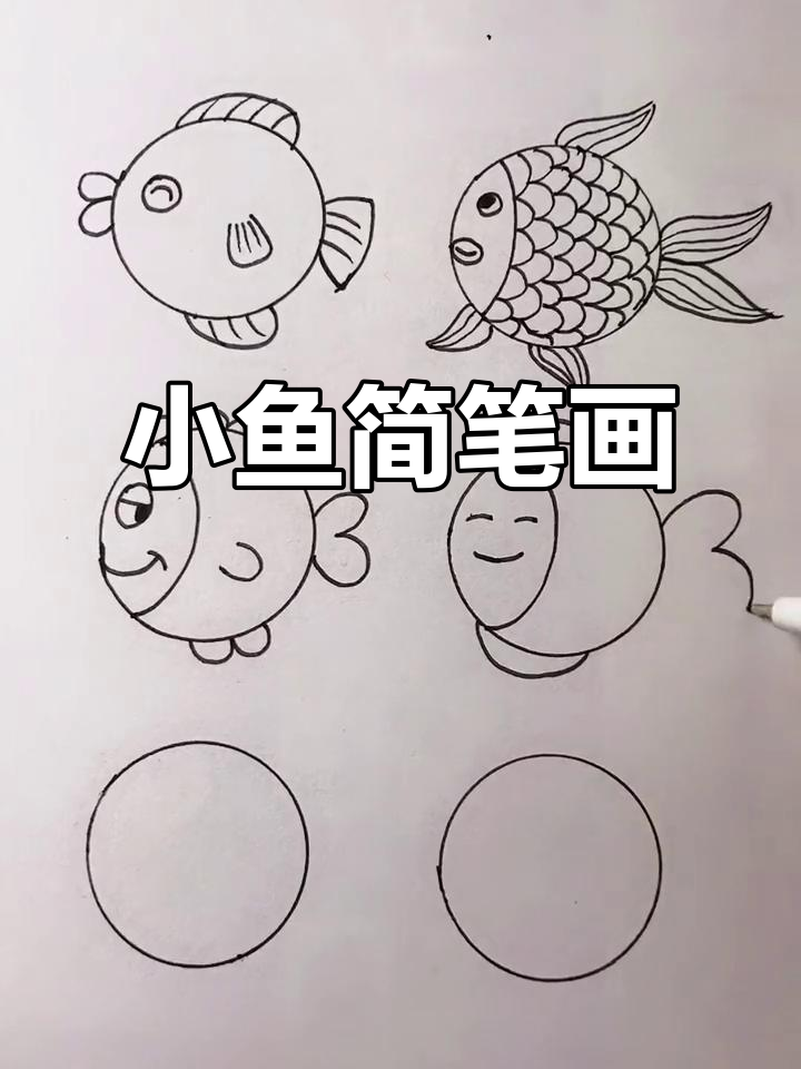 画圆形小鱼,简单又可爱
