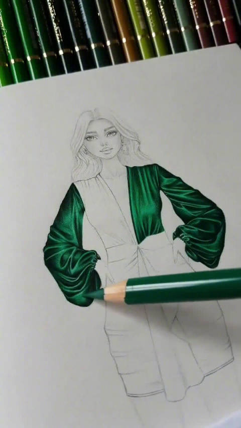 服装设计效果图有多精致,这丝绸质感