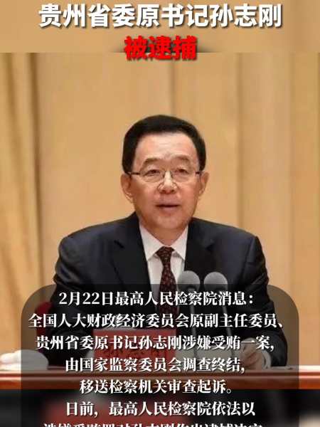 贵州省委原书记孙志刚被逮捕