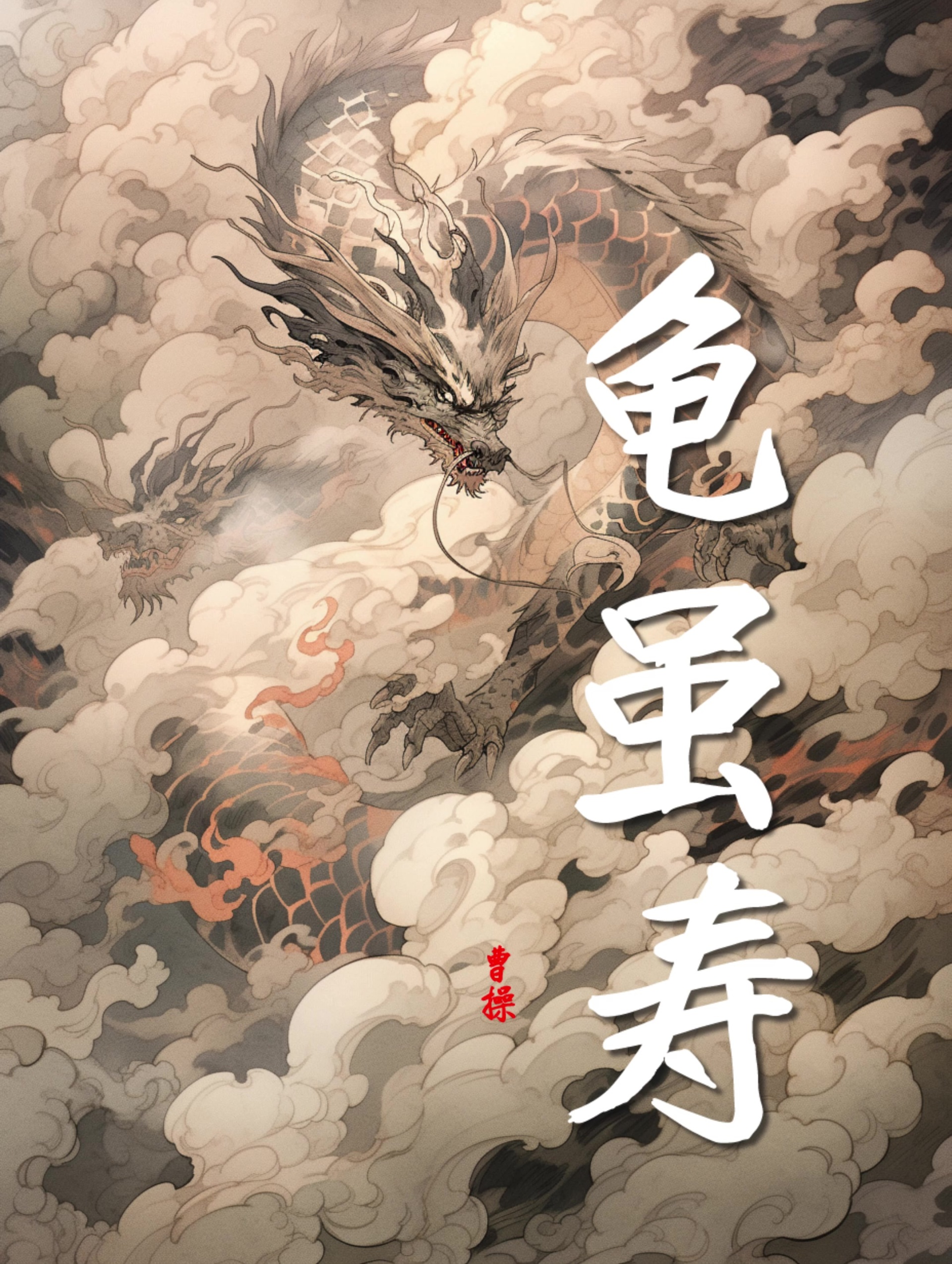 曹操《龟虽寿》诗配画 不信天命壮志豪情