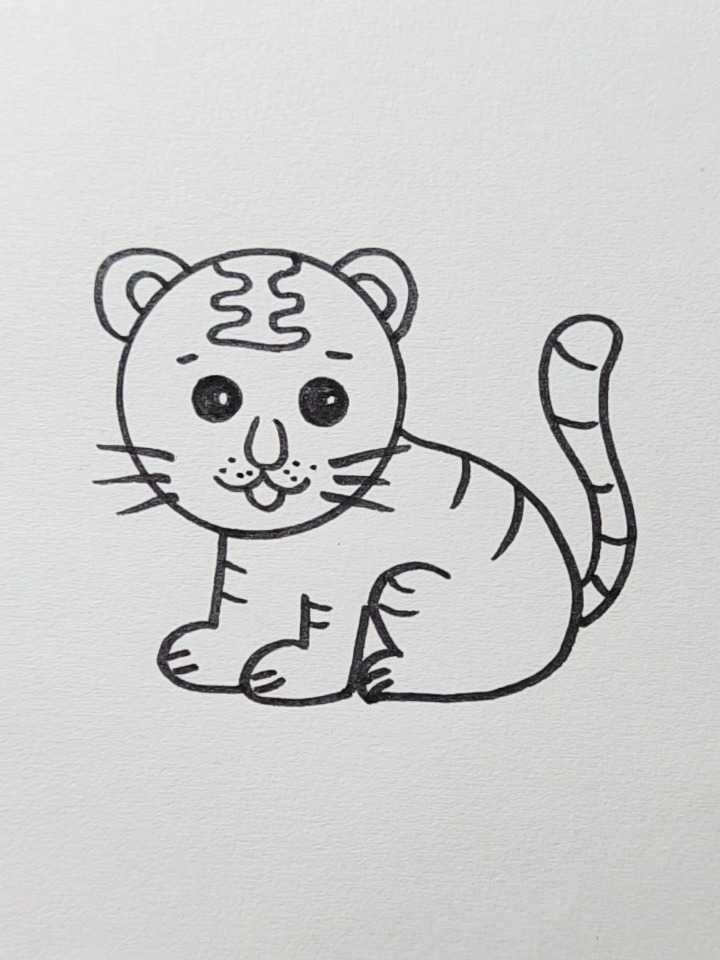 小老虎简笔画简单幼儿图片