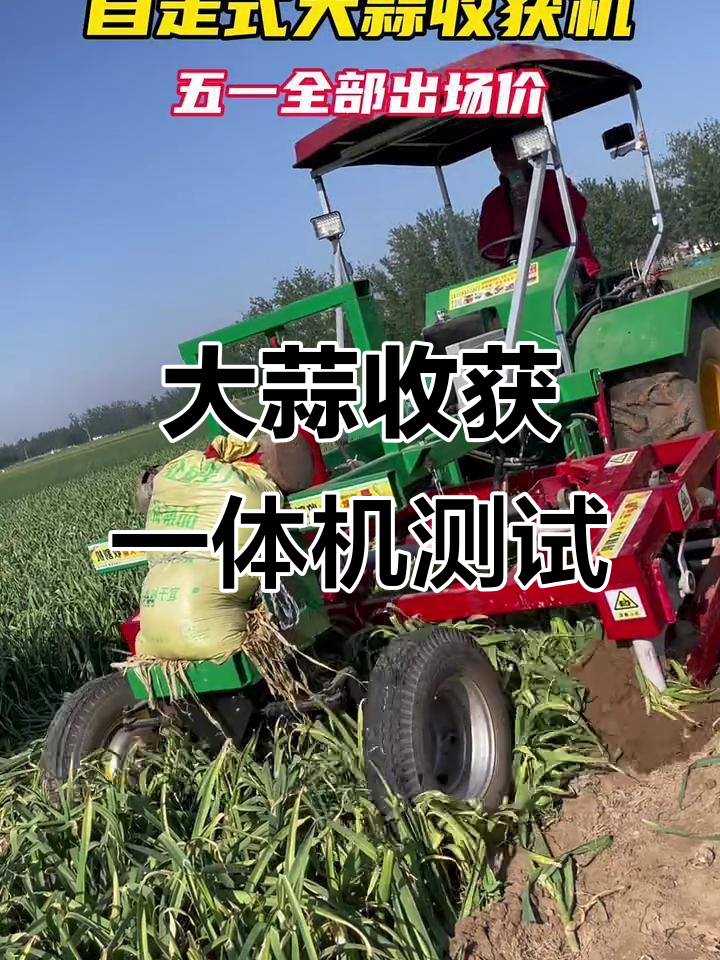 山东菏泽大蒜收割机试验,效果惊人!