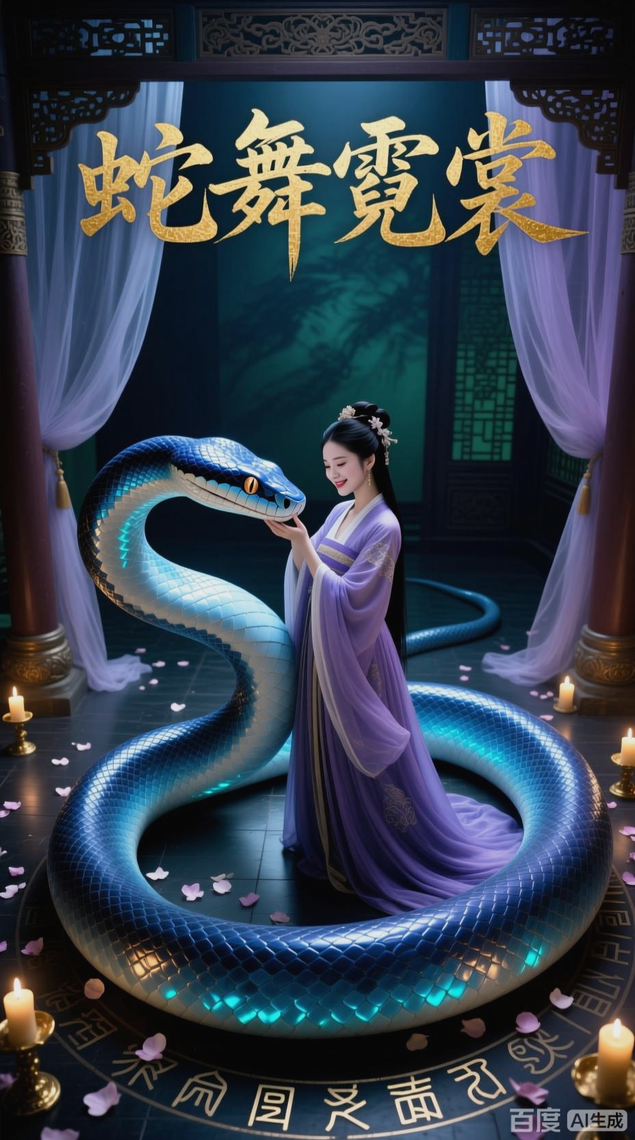 古风美女与蟒蛇共舞