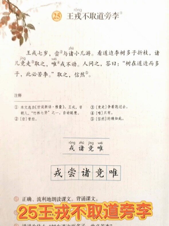 四年级语文上册课文25《王戎不取道旁李》-度小视