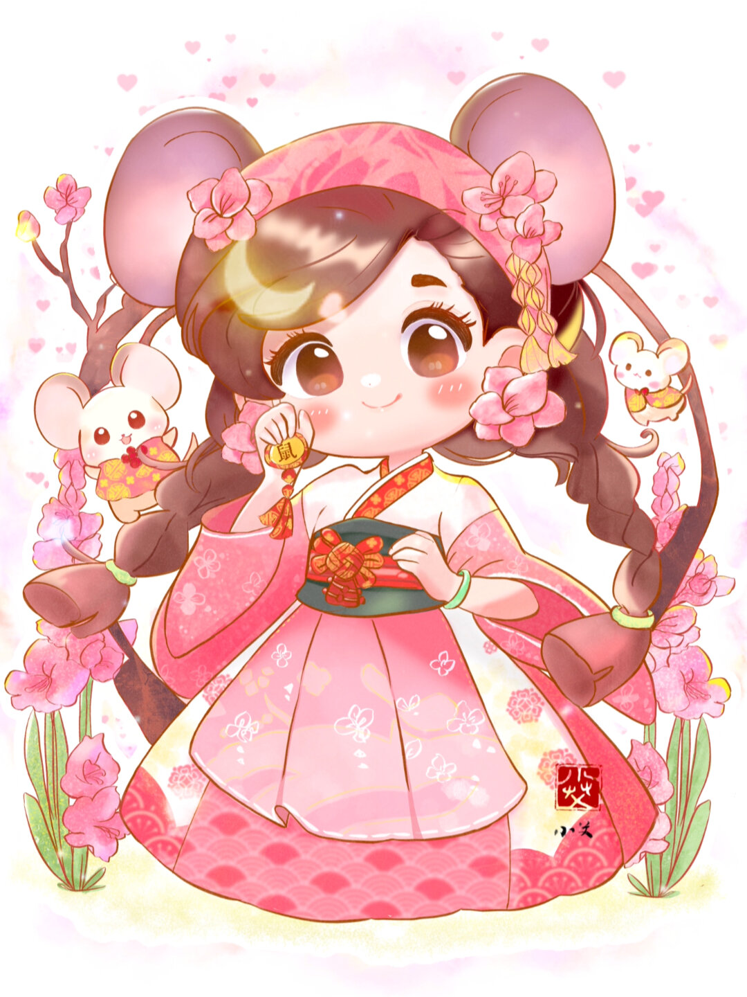 十二生肖古风公主卡通画 鼠 儿童画绘画过程