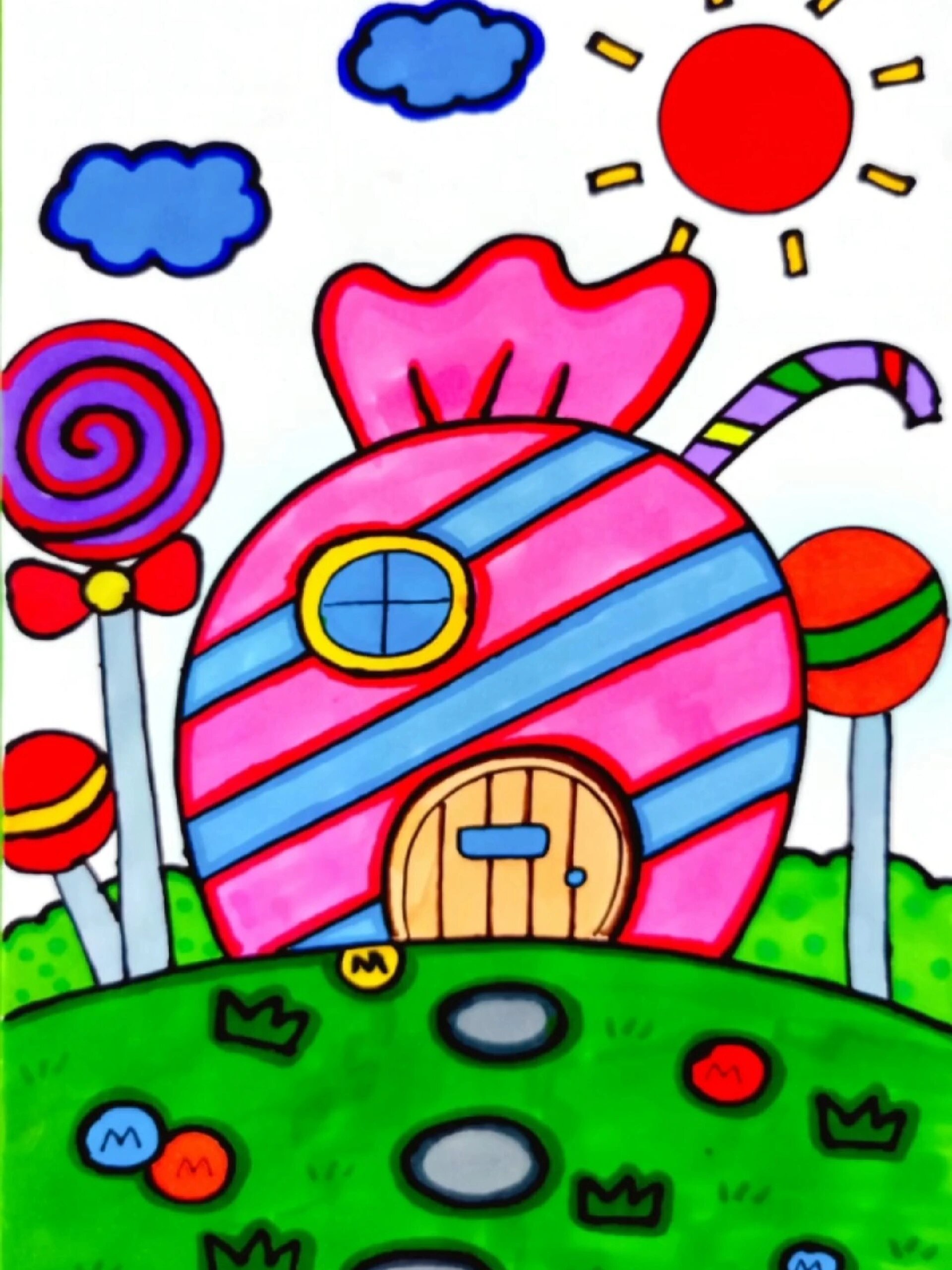 甜甜的糖果小房子简笔画