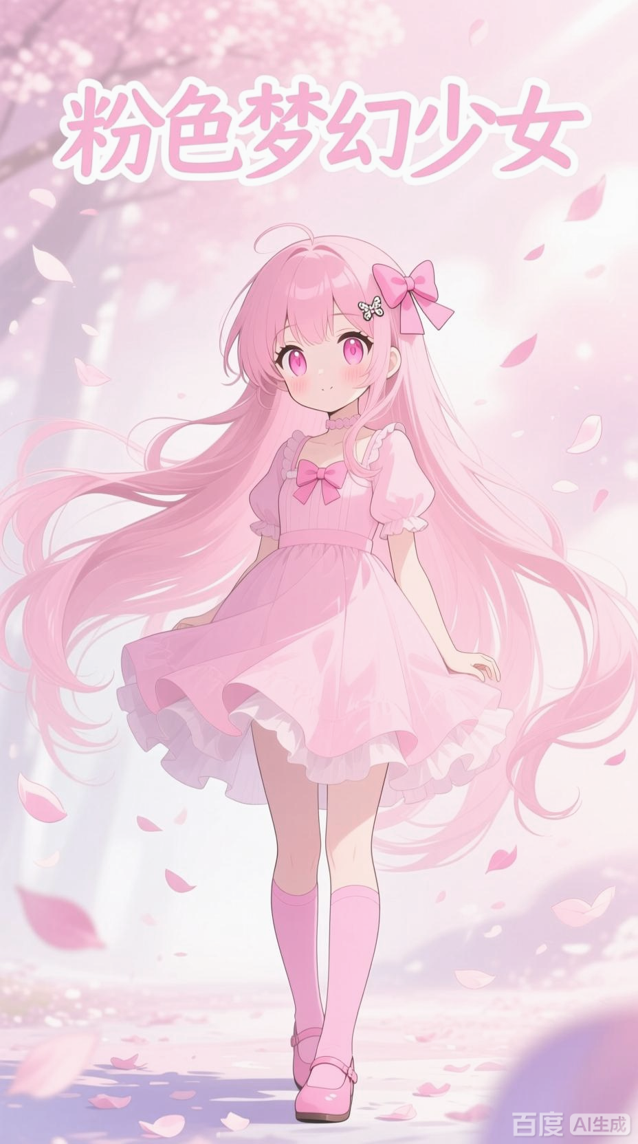 粉色梦幻少女,唯美动漫风