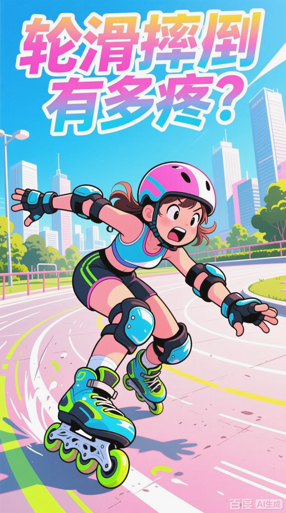 女生学轮滑,摔倒疼痛的物理分析
