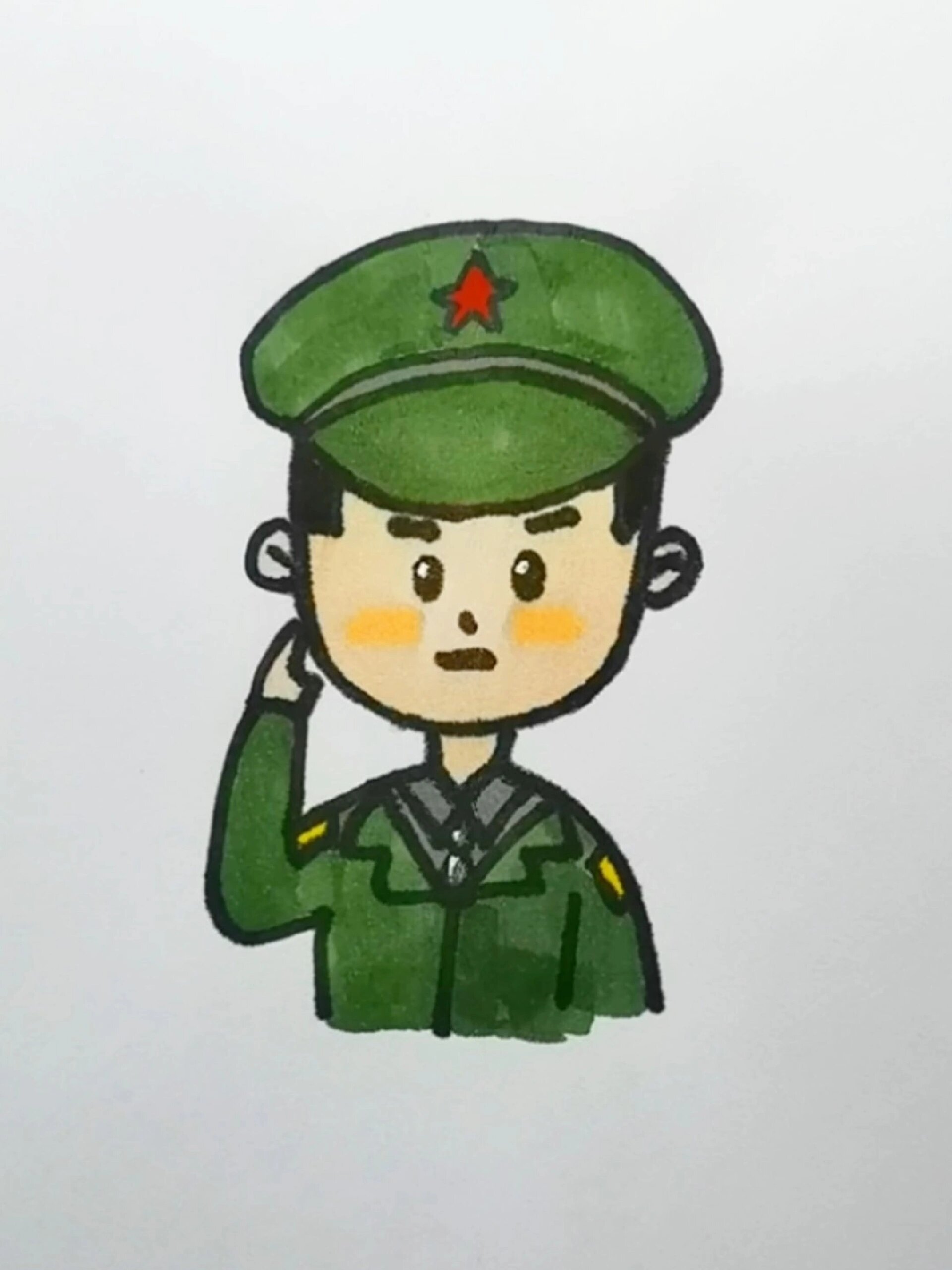 小学生画解放军漫画图片