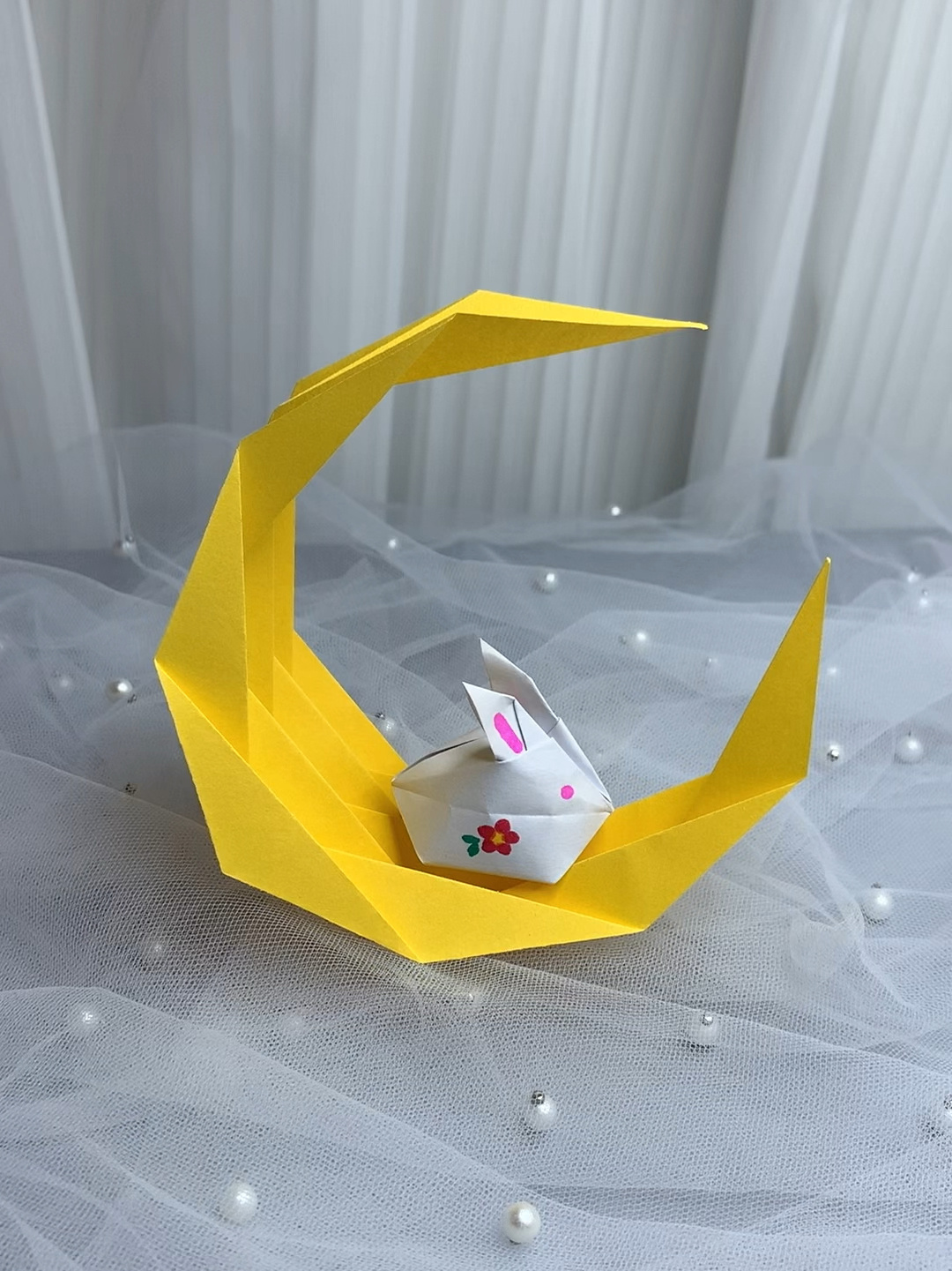 月亮兔子折纸,太太太好看了,中秋节跟孩子一-度小视