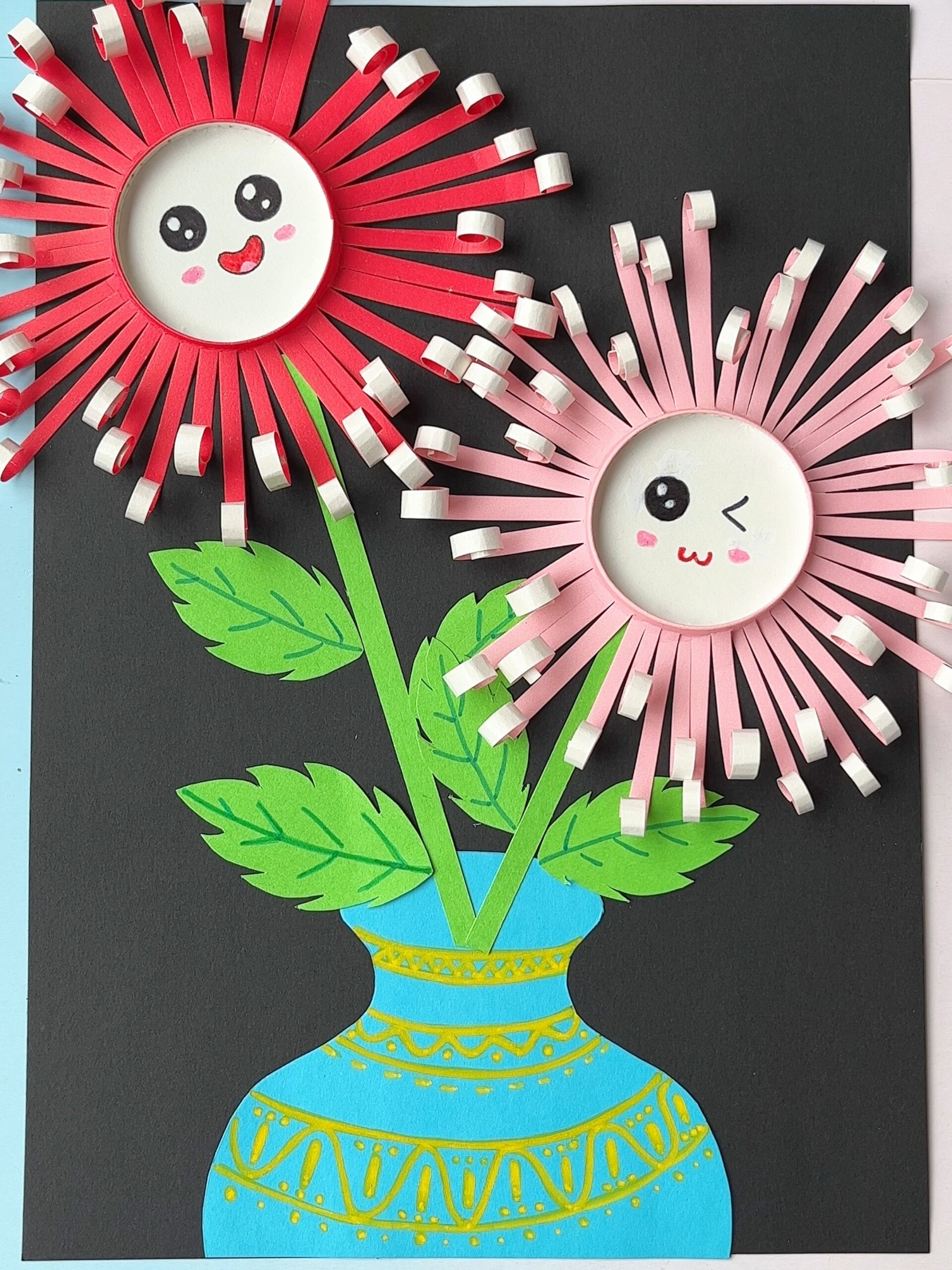 重阳节用一次性纸杯做菊花贴画