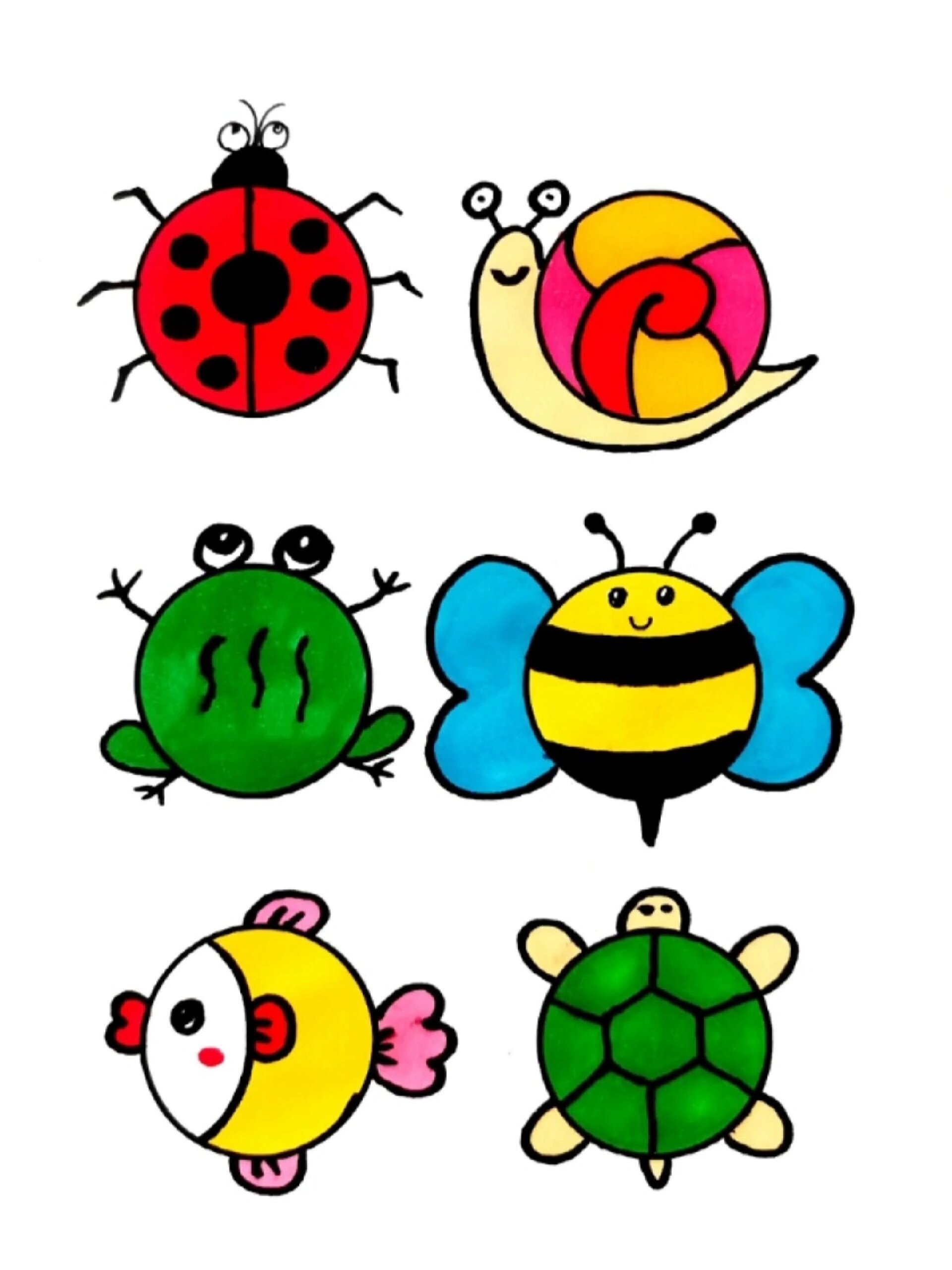 动物儿童简笔画,用圆形画小动物,超级简单