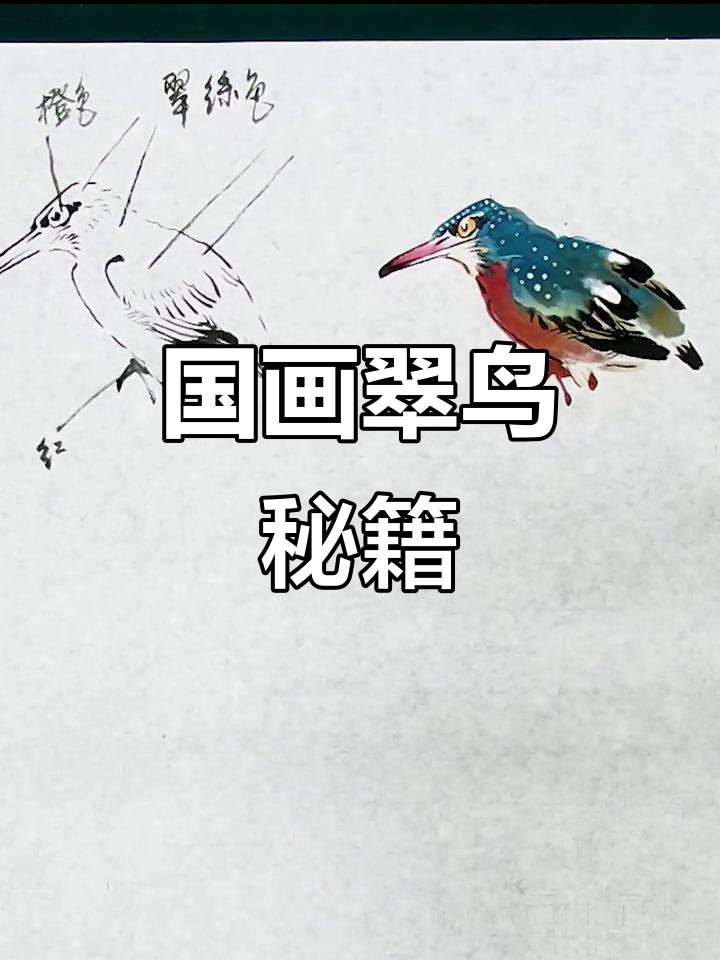 翠鸟国画技巧,结构与色彩解析