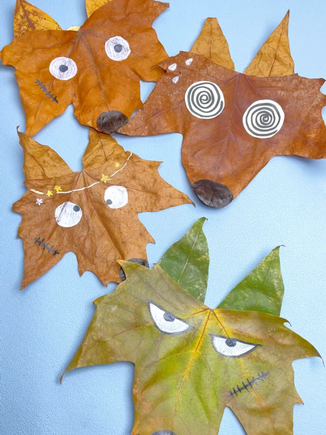 梧桐树叶竟然可以做这么有趣的大灰狼!