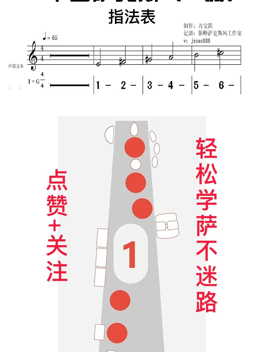 八孔小萨克斯指法图图片