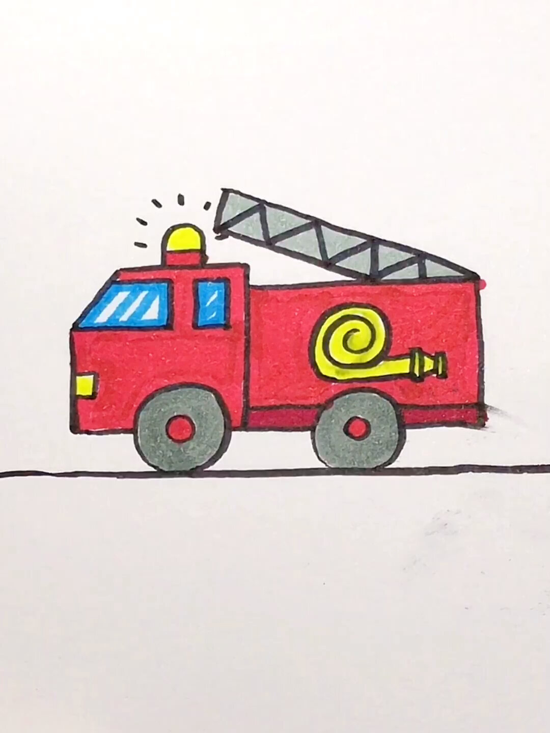 教你们画消防车,简单又好学-度小视