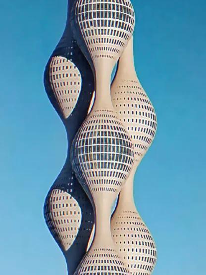 上海新地标上海三元塔设计高度约400米,由3个相似的独立塔组成