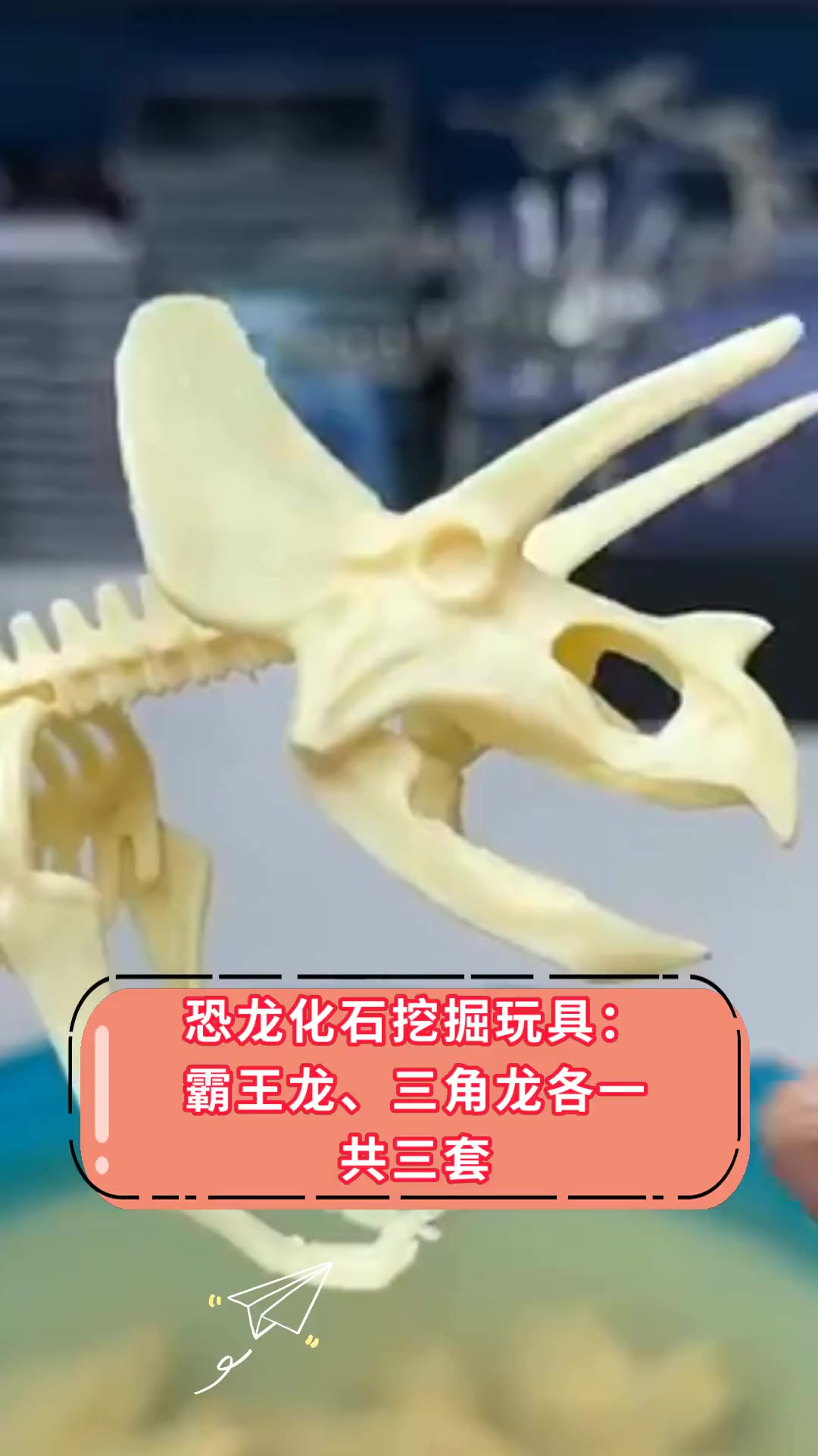 恐龙化石挖掘玩具:霸王龙,三角龙各一 共三套