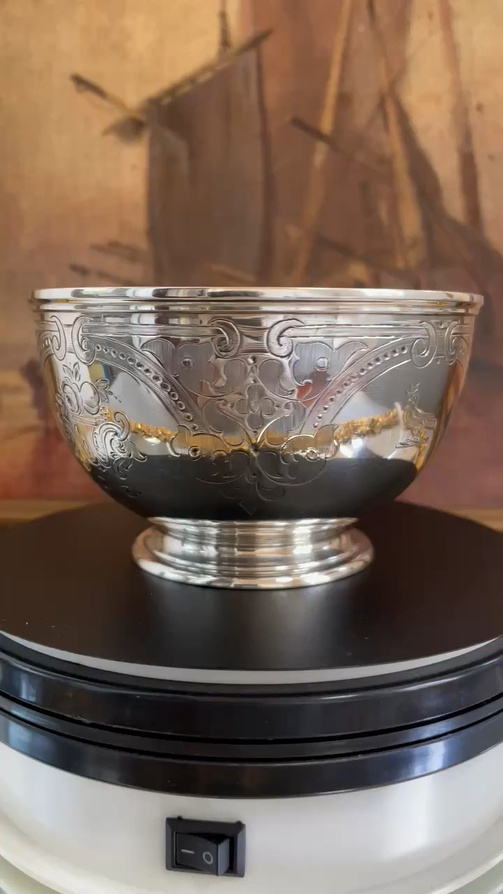 英国维多利亚银碗 925纯银 錾刻银碗