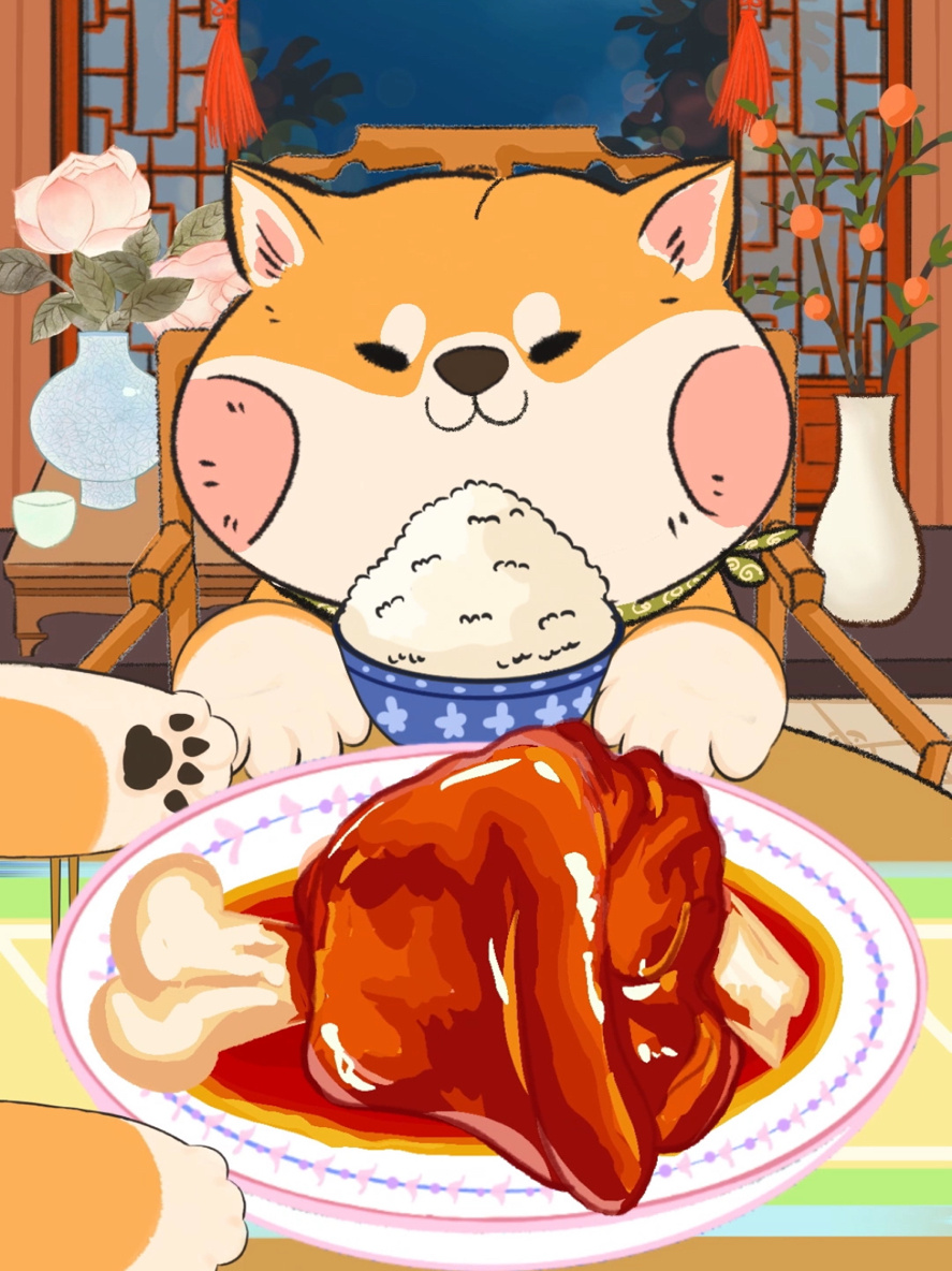 动画吃播 沉浸式吃红烧大肘子