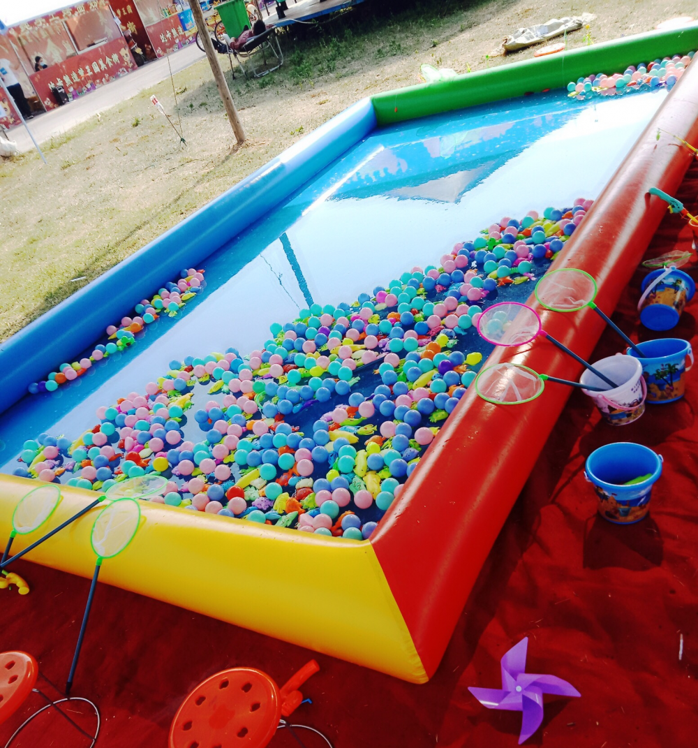 儿童夏季抓鱼池哪买 充气钓鱼池厂家 充气钓鱼池价格-度小视