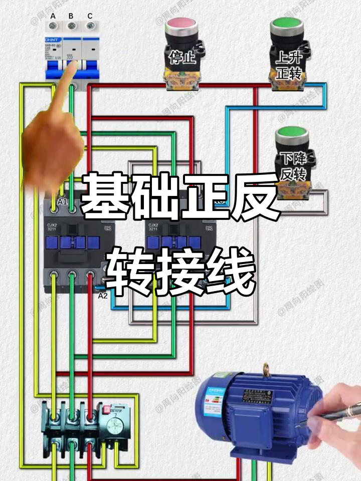 三相磁力启动器接线图正反_用磁力起动器控制三相电动机正反转原理接线图