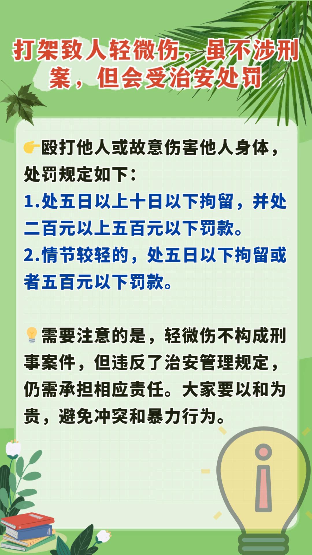 16刑事50-100-已提交\打架致人轻微伤,虽不涉刑案,但会受治安处罚