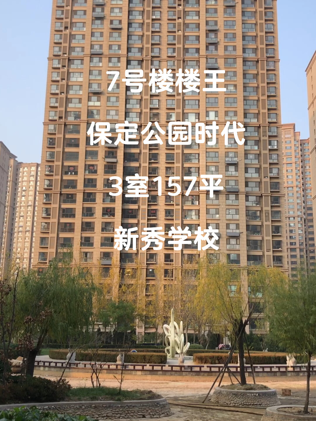 保定公园时代三居室157平楼王位置新秀学校