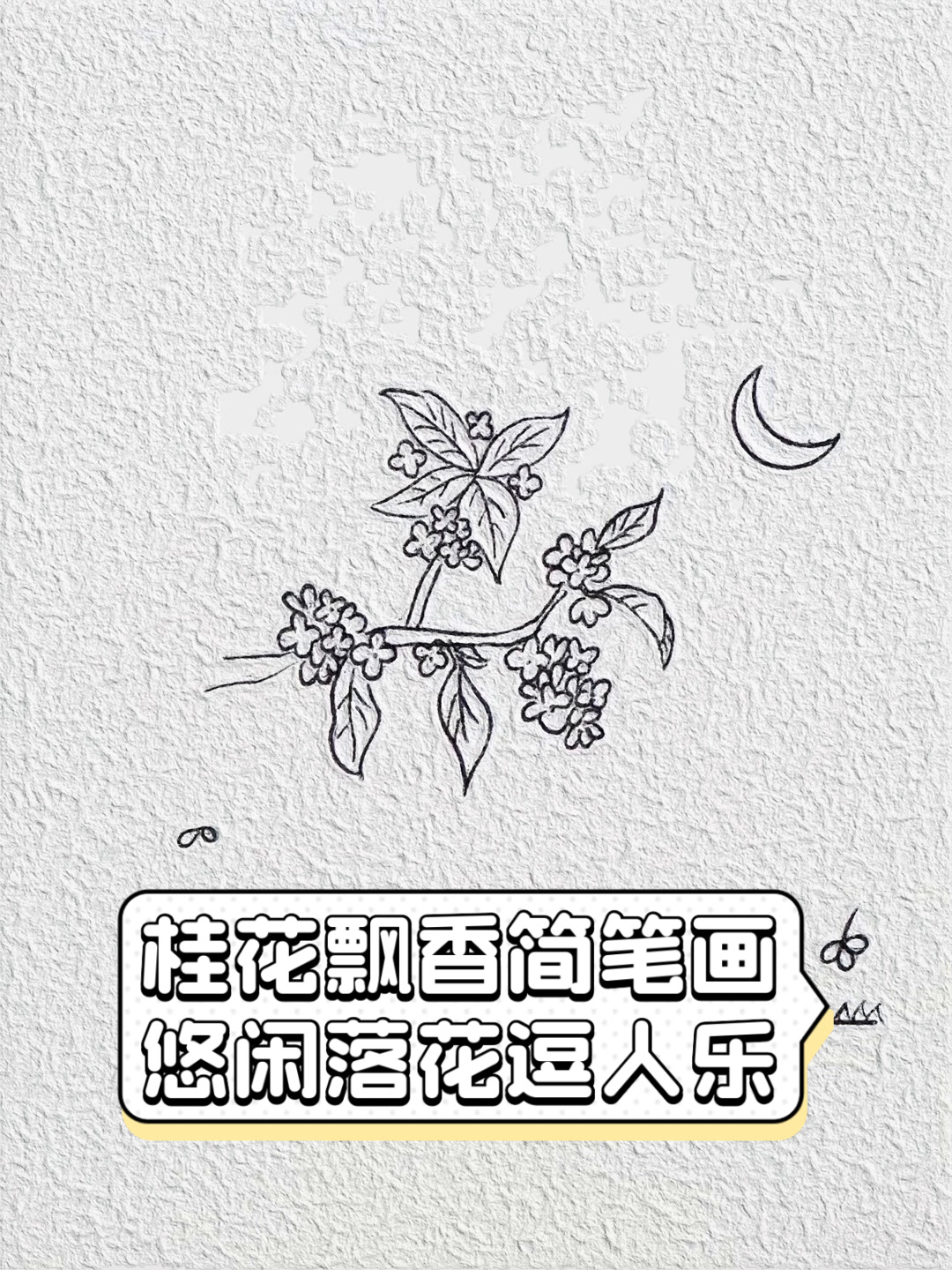 桂花飘香简笔画,悠闲落花逗人乐