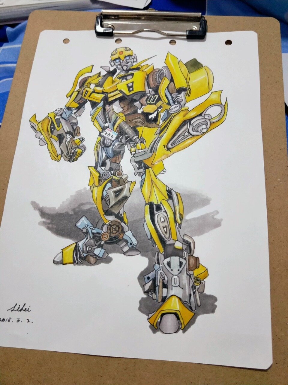 变形金刚 大黄蜂马克笔手绘