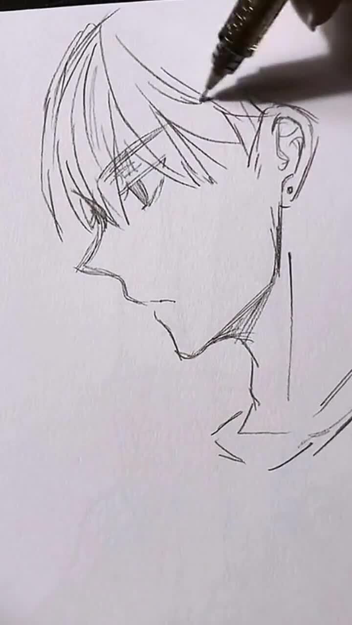 教你画一个侧脸帅哥 自学绘画 自学画画 简笔画 画画-度小视