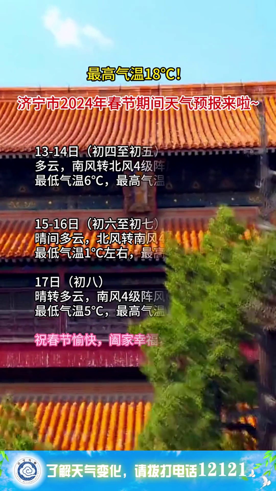 最高气温18济宁市2024年春节期间天气预报来啦济宁天气欢乐大年乐嗨