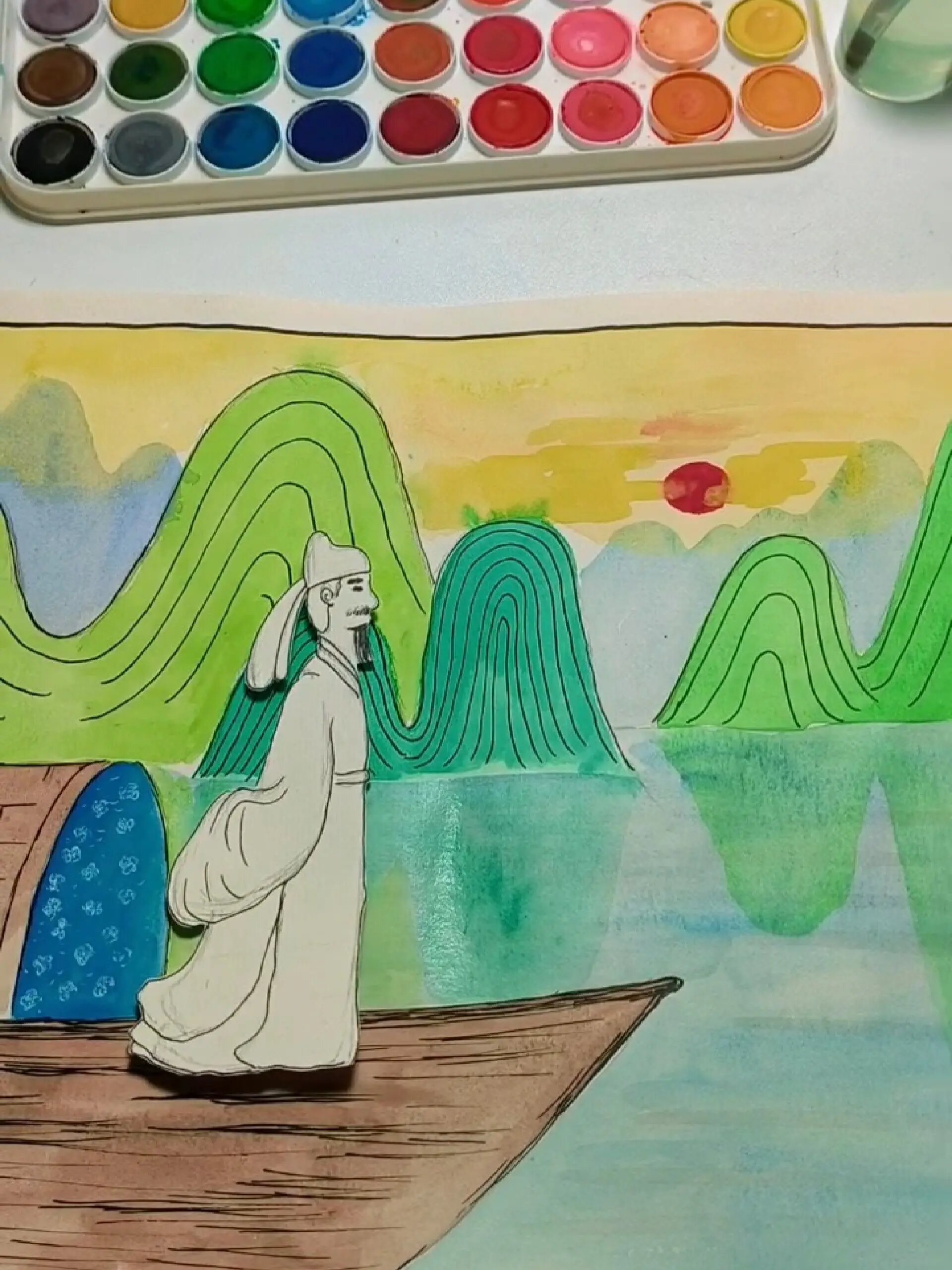 美术:诗配画 李白 早发白帝城