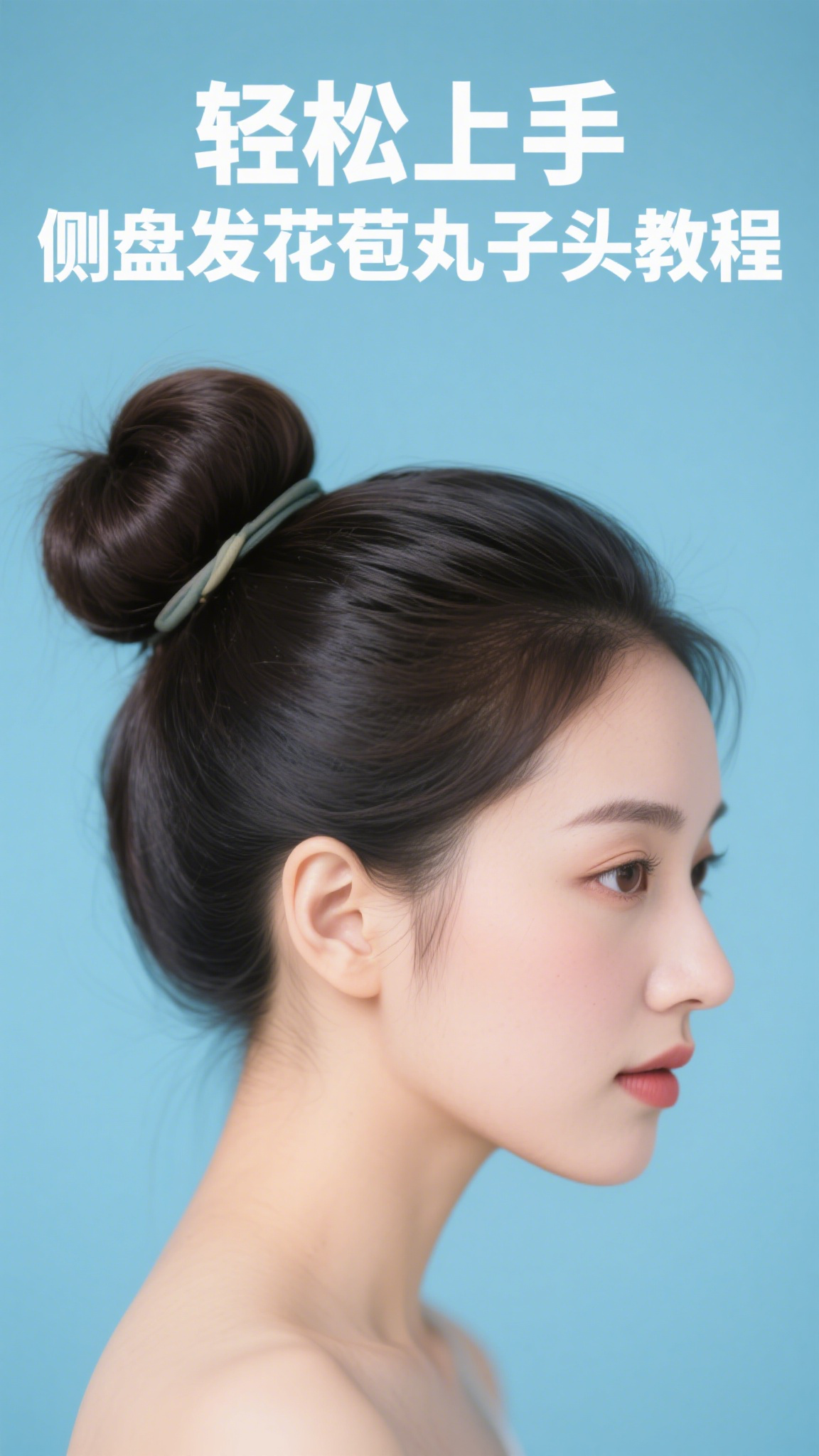 轻松上手,侧盘发花苞丸子头教程