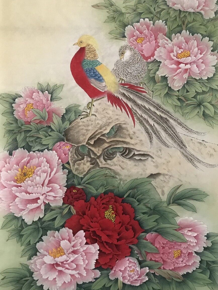 花开富贵 锦上添花 牡丹锦鸡图
