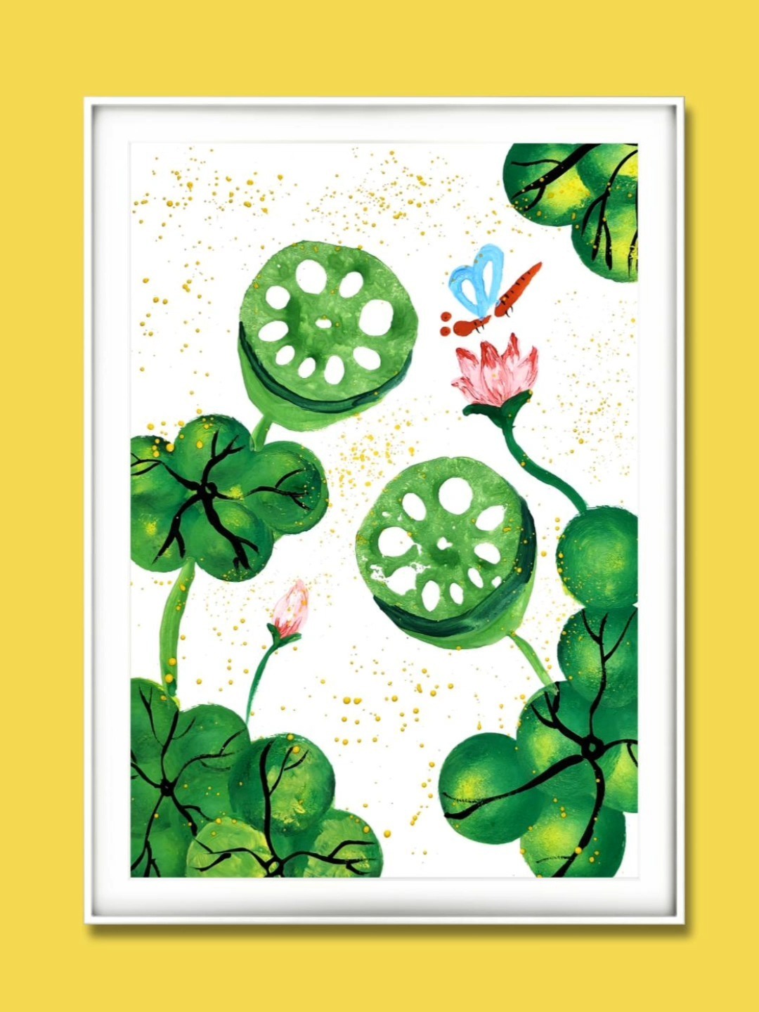 创意儿童画|莲藕拓印画莲蓬