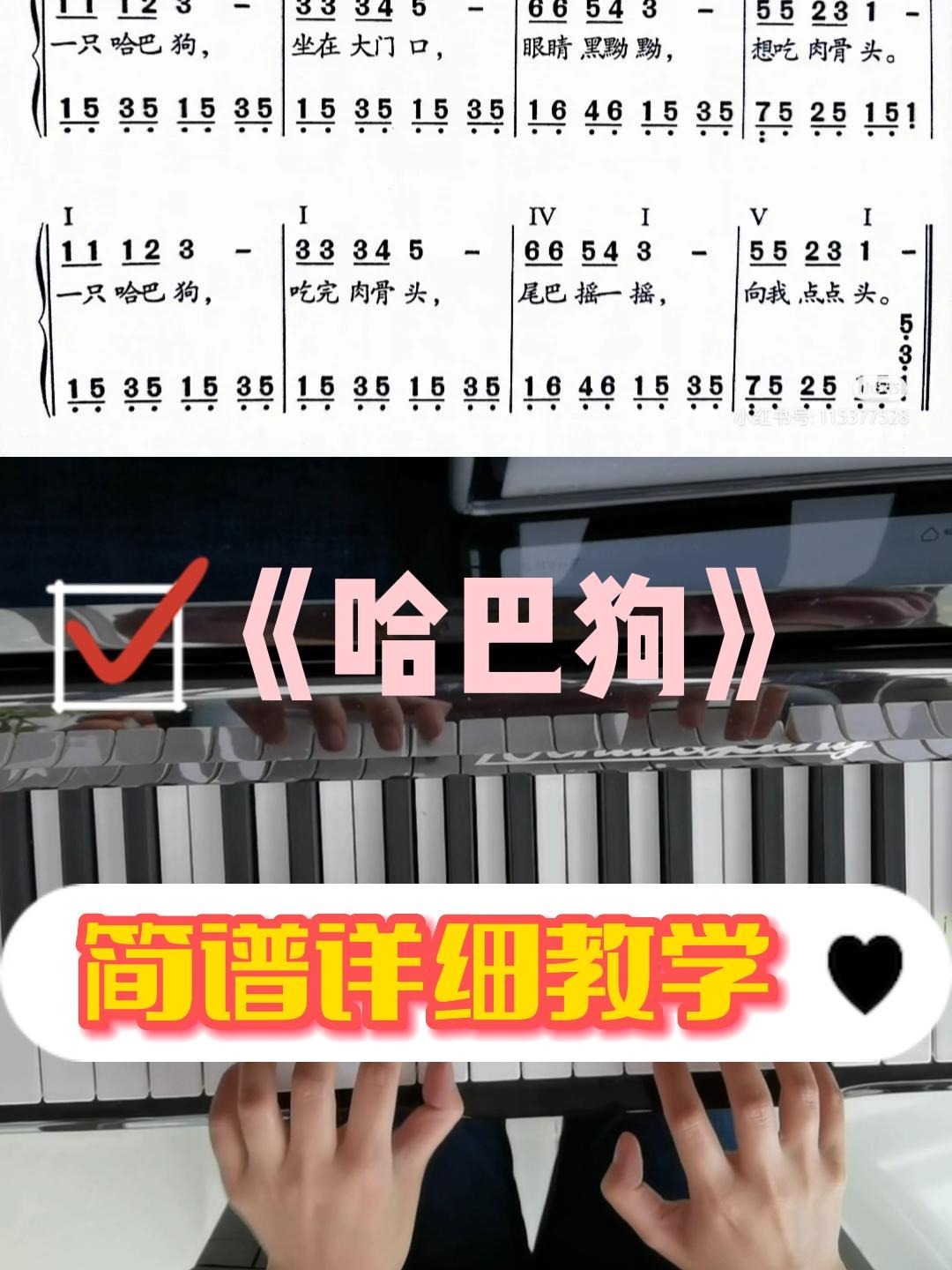 儿歌哈巴狗电子琴简谱教学