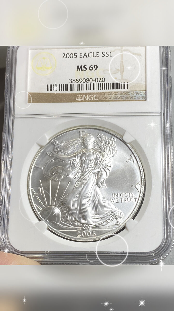 ngc ms69美国自由女神银币2005年 1美元