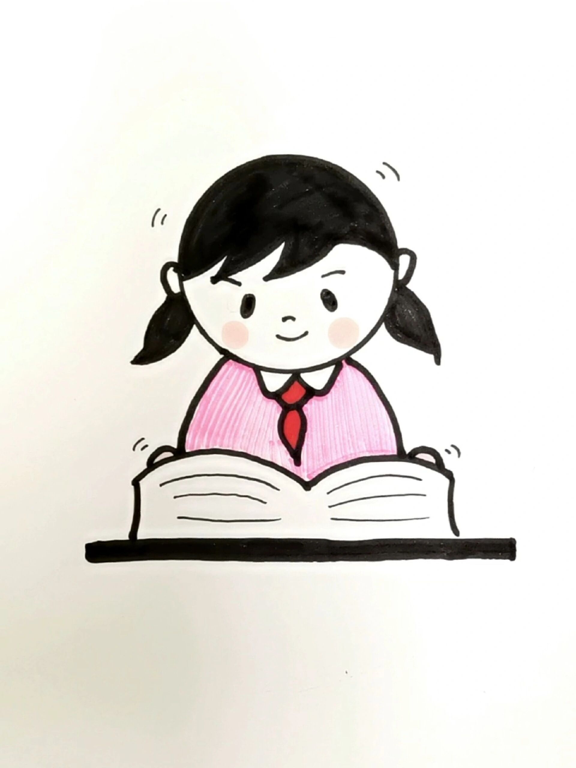 读书的小女孩简笔画来啦育儿简笔画女孩简
