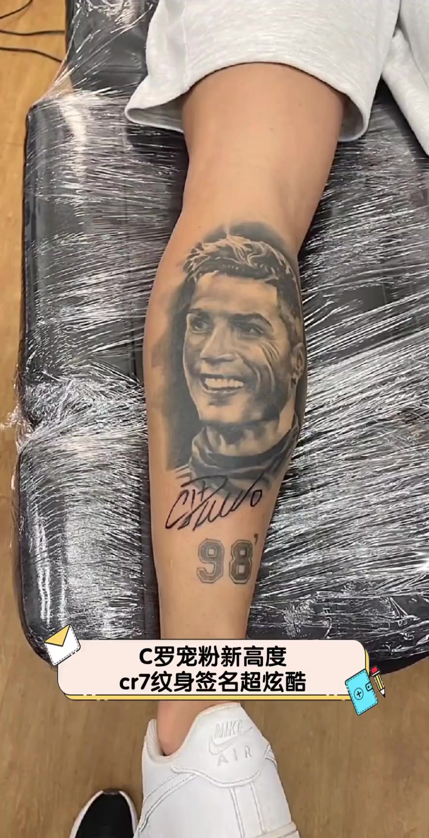 c罗宠粉新高度,cr7纹身签名超炫酷