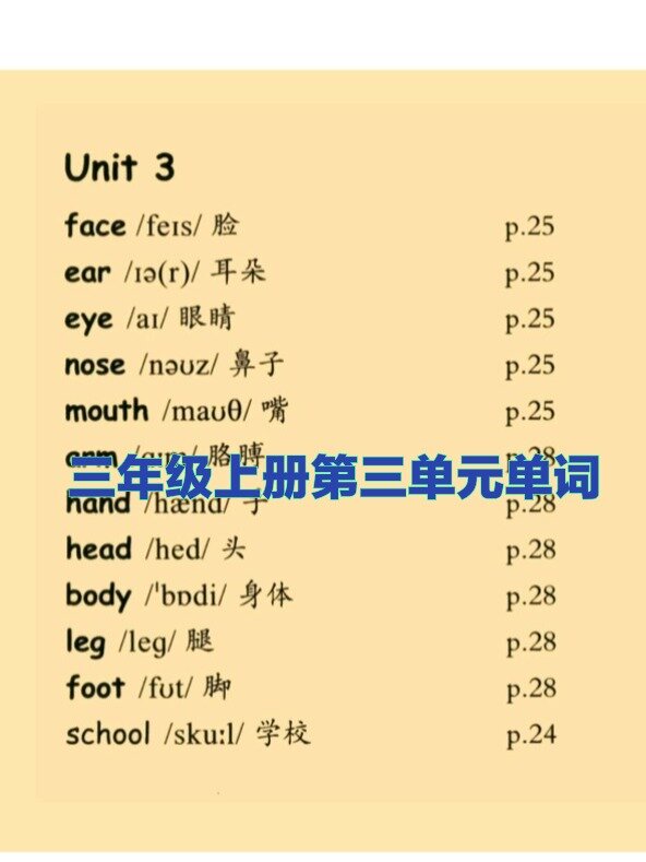 三年级上册第三单元单词读音