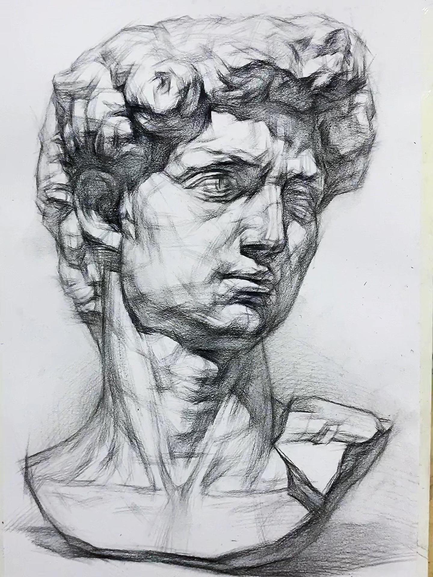 石膏结构素描课堂示范 画画 一起学画画 美术生 暑假 想画就画