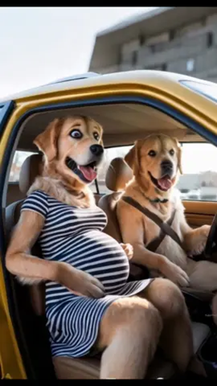 金毛第一次开车和第一次坐,车的心情和表情萌宠出道计划