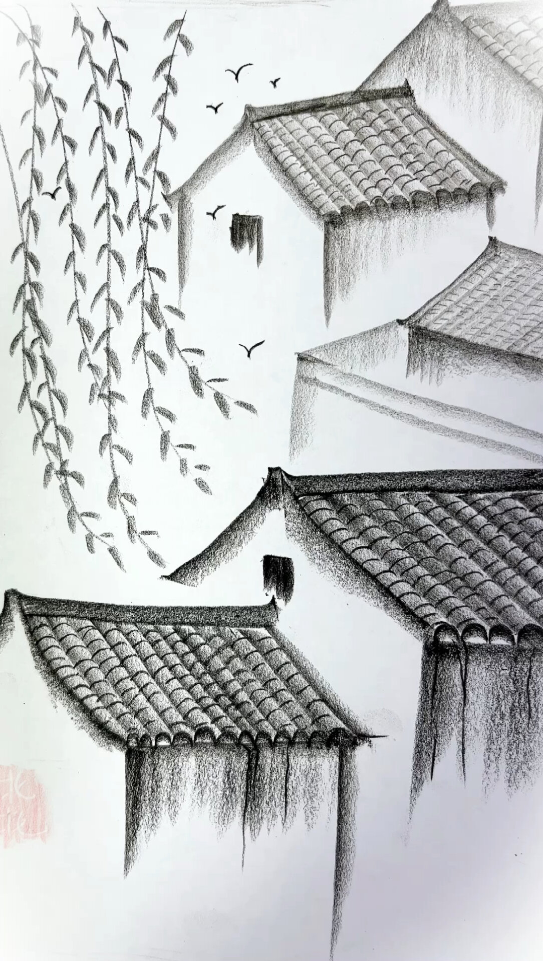 炭笔画|简单教你画风景