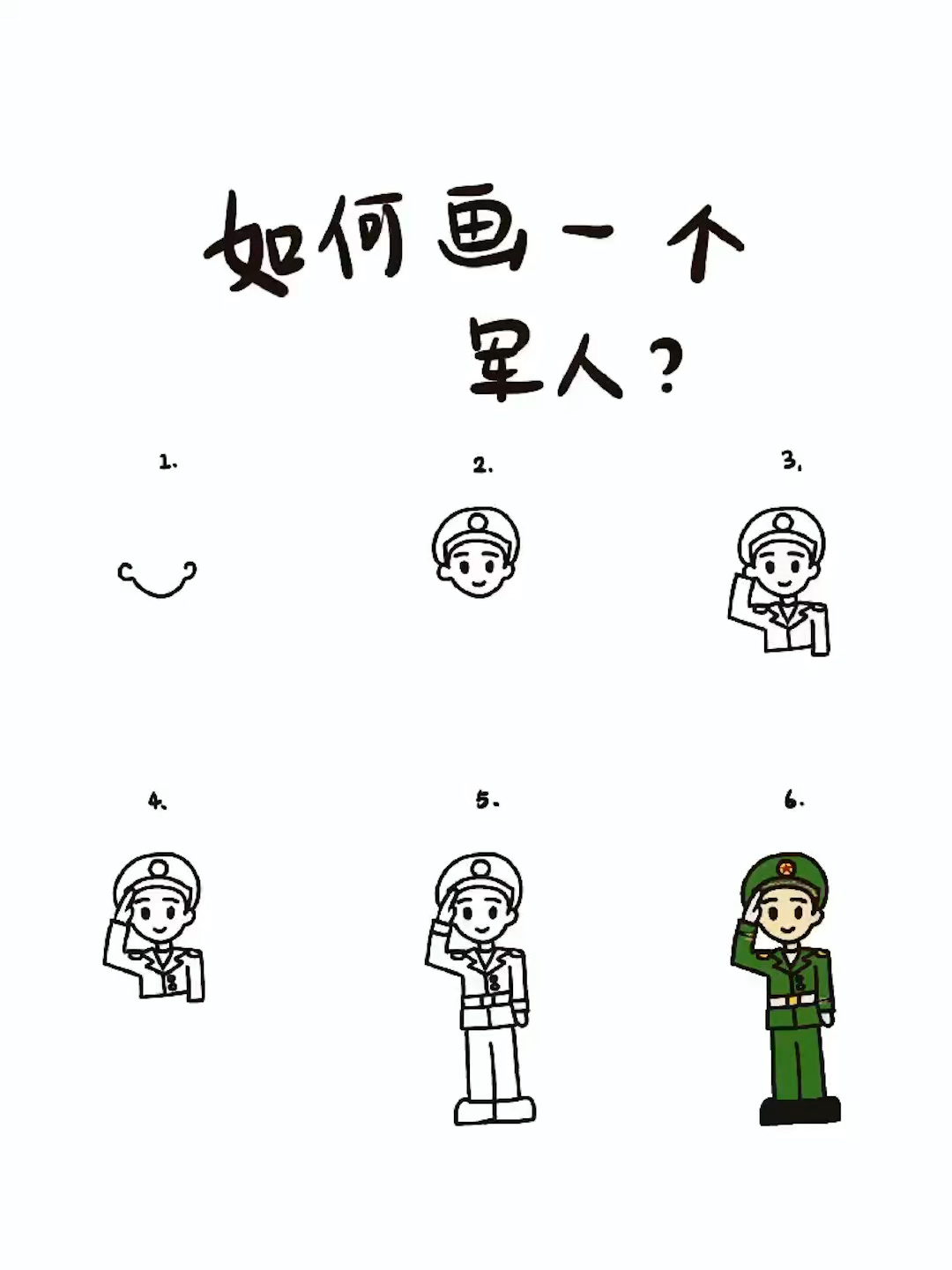 手绘教程|如何画一个军人?